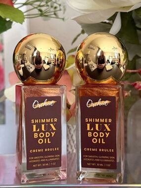 🆕🥮 ORCHID LIMITED EDITION “CRÈME BRÛLÉE” SHIMMER LUX BODY OIL SET OF 2. NEW!